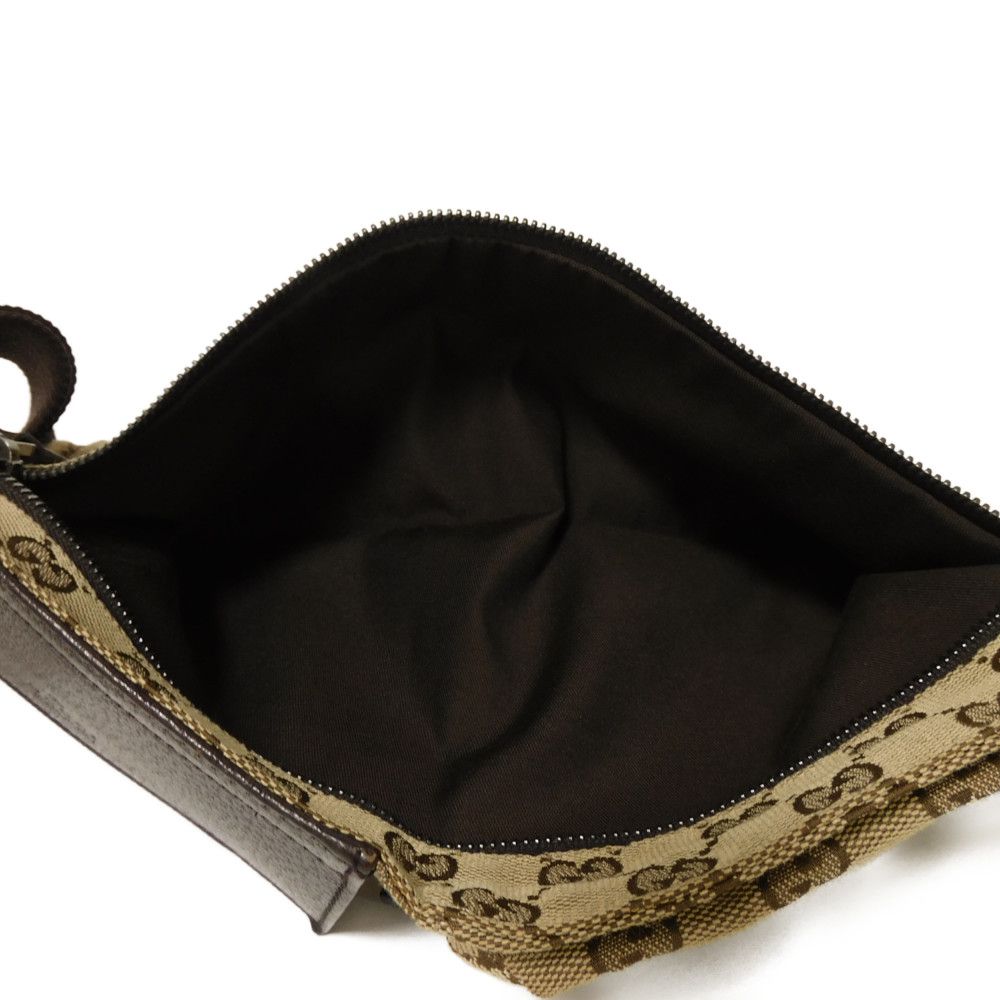 GUCCI Sling bag 28566 GG nylon canvas x calf leather beige Logo embossing GG canvas waist bag