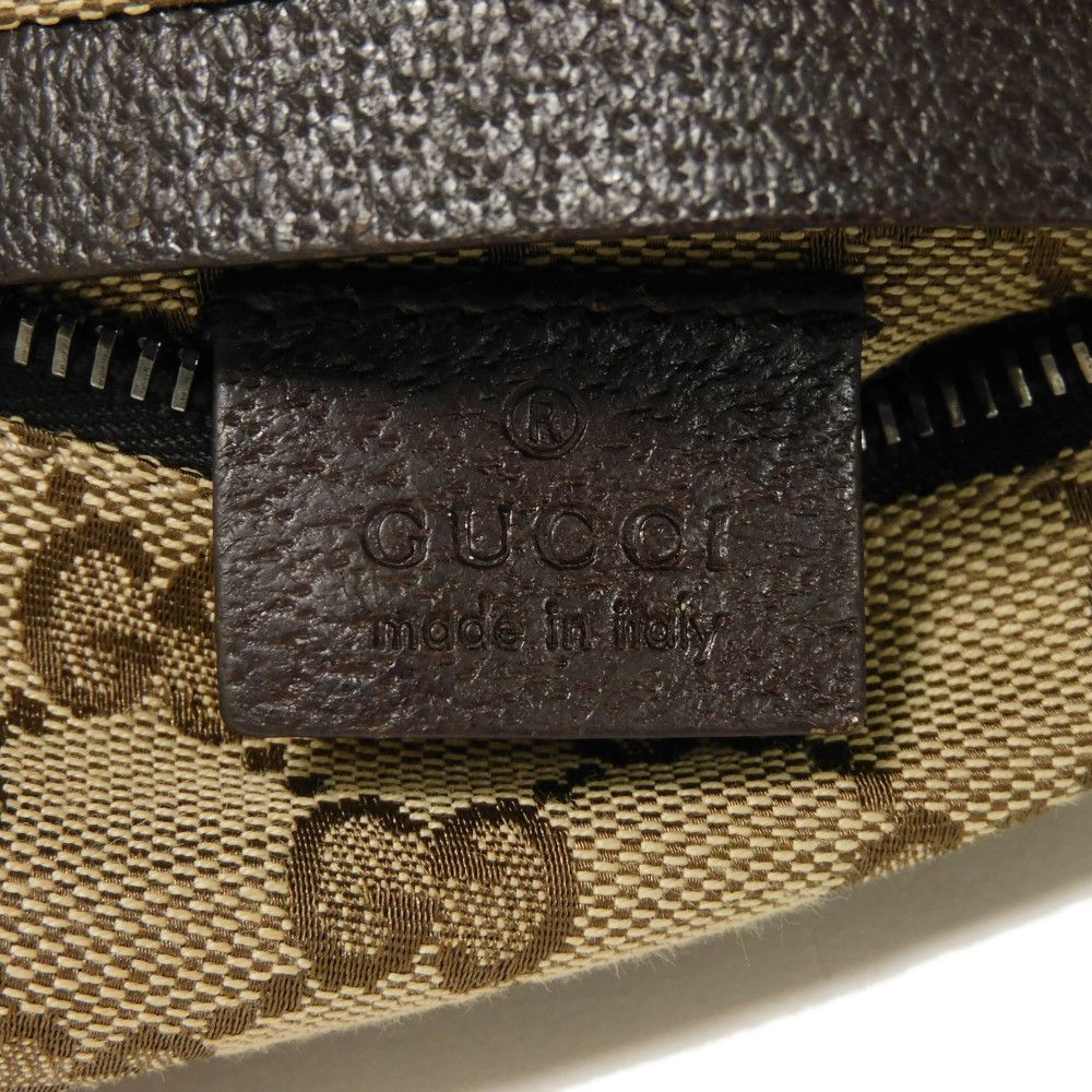 GUCCI Sling bag 28566 GG nylon canvas x calf leather beige Logo embossing GG canvas waist bag