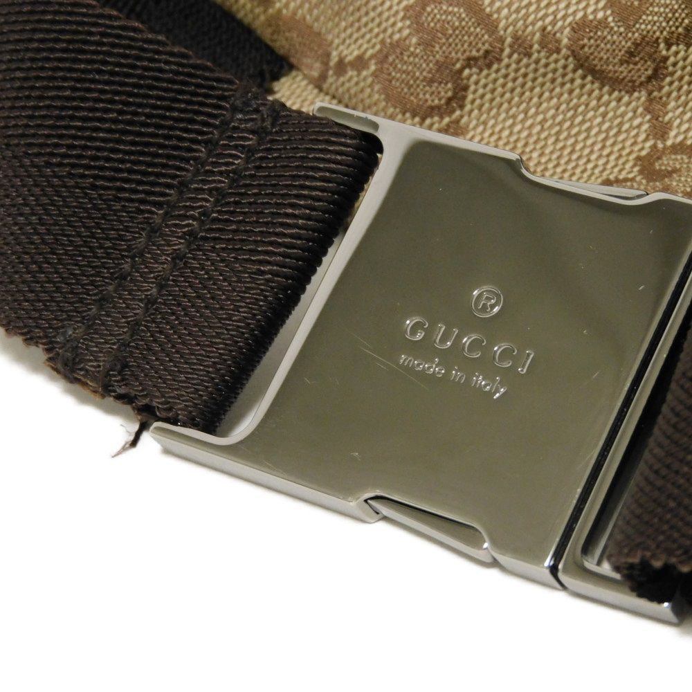 GUCCI Sling bag 28566 GG nylon canvas x calf leather beige Logo embossing GG canvas waist bag