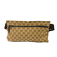 GUCCI Sling bag 28566 GG nylon canvas x calf leather beige Logo embossing GG canvas waist bag