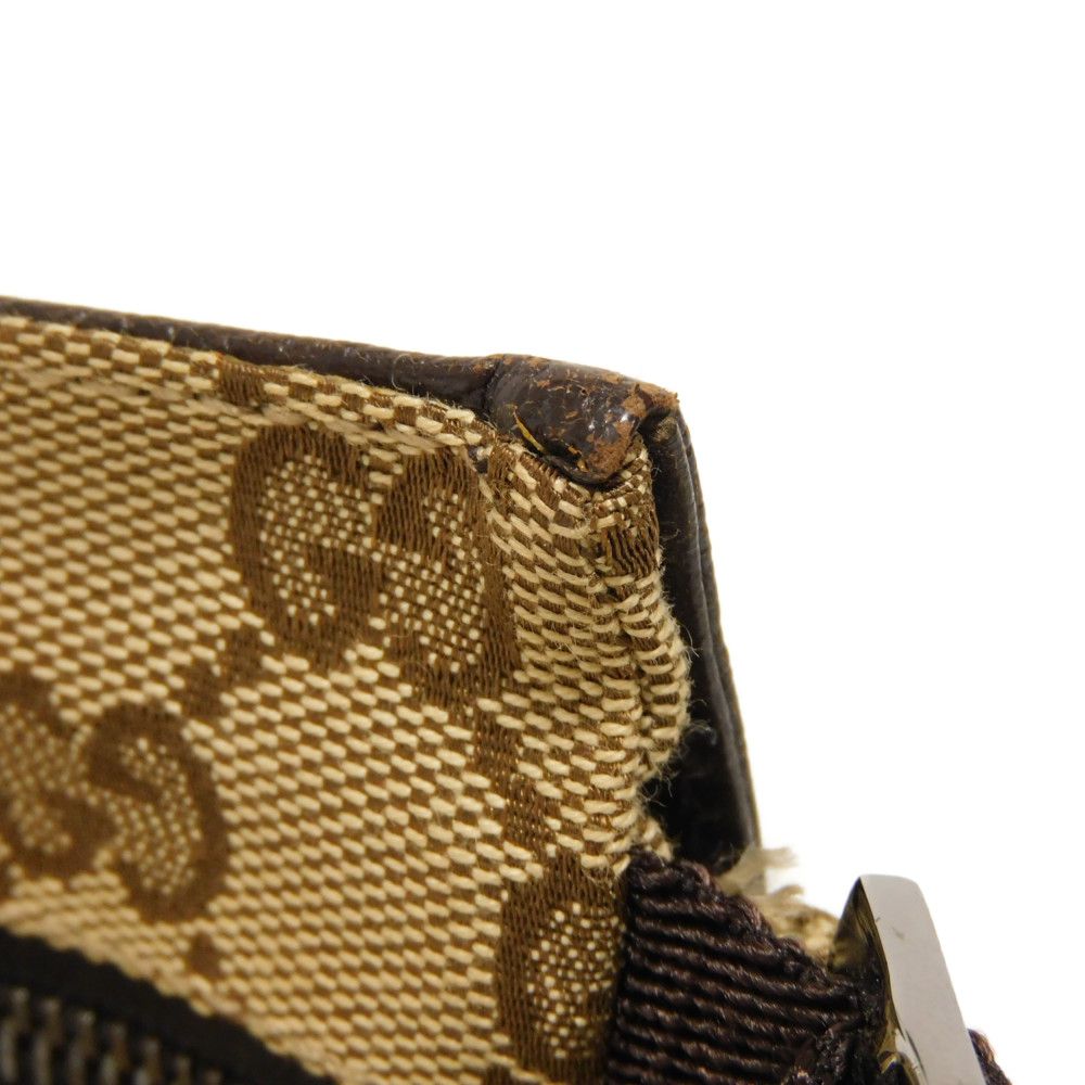 GUCCI Sling bag 28566 GG nylon canvas x calf leather beige Logo embossing GG canvas waist bag