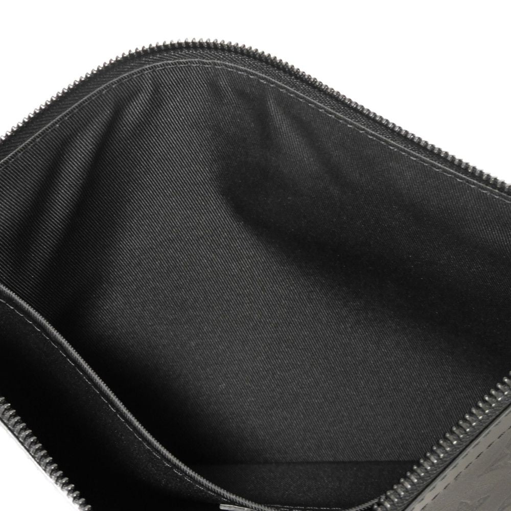 LOUIS VUITTON Clutch bag M81570 Shadow leather (monogram embossing) Noir Current LV logo black strap RFID Monogram shadow pochette to go mens Used Authentic