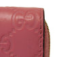 GUCCI Coin case 255452 GG striped leather pink Double G Embossed Card Case Zip Around GG Shima Guccissima coin purse unisex(Unisex) Used Authentic