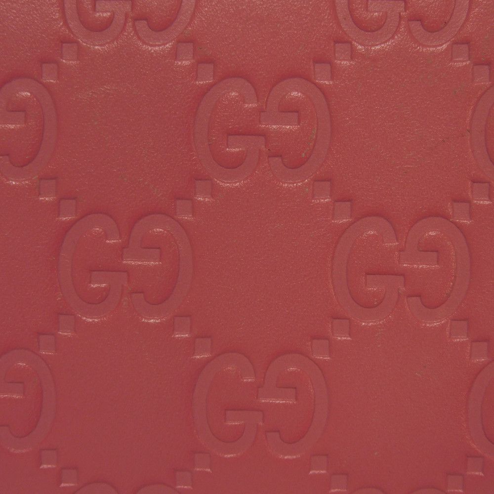 GUCCI Coin case 255452 GG striped leather pink Double G Embossed Card Case Zip Around GG Shima Guccissima coin purse unisex(Unisex) Used Authentic