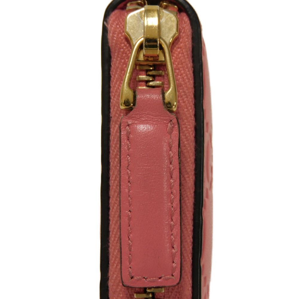 GUCCI Coin case 255452 GG striped leather pink Double G Embossed Card Case Zip Around GG Shima Guccissima coin purse unisex(Unisex) Used Authentic