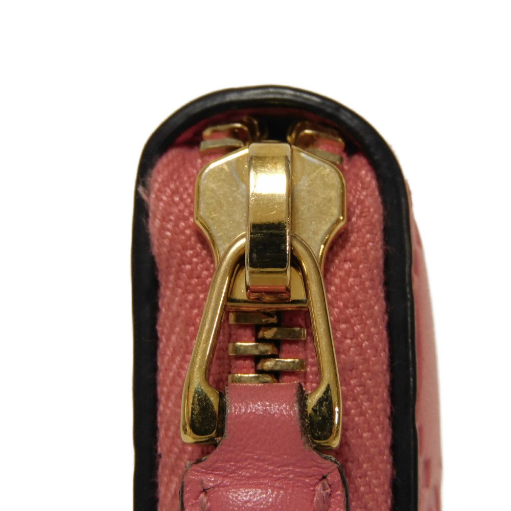 GUCCI Coin case 255452 GG striped leather pink Double G Embossed Card Case Zip Around GG Shima Guccissima coin purse unisex(Unisex) Used Authentic