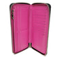 LOUIS VUITTON Long Wallet Purse M30780 Taiga leather x monogram canvas Rose Neon Pink New Zip Around Taiga Lama Monogram Zippy Wallet Vertical mens Used Authentic