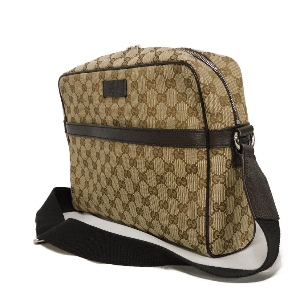 GUCCI Shoulder Bag 449173 KY9KN 9886 GG canvas x calf leather beige Logo embossing GG canvas messenger bag