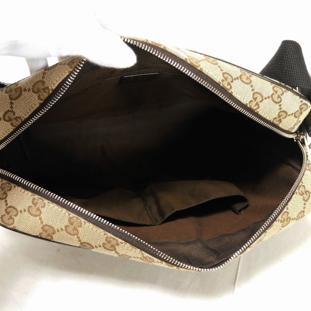 GUCCI Shoulder Bag 449173 KY9KN 9886 GG canvas x calf leather beige Logo embossing GG canvas messenger bag