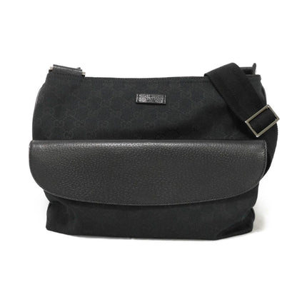 GUCCI Shoulder Bag 256100 GG canvas x calf leather black Logo embossing GG canvas messenger bag