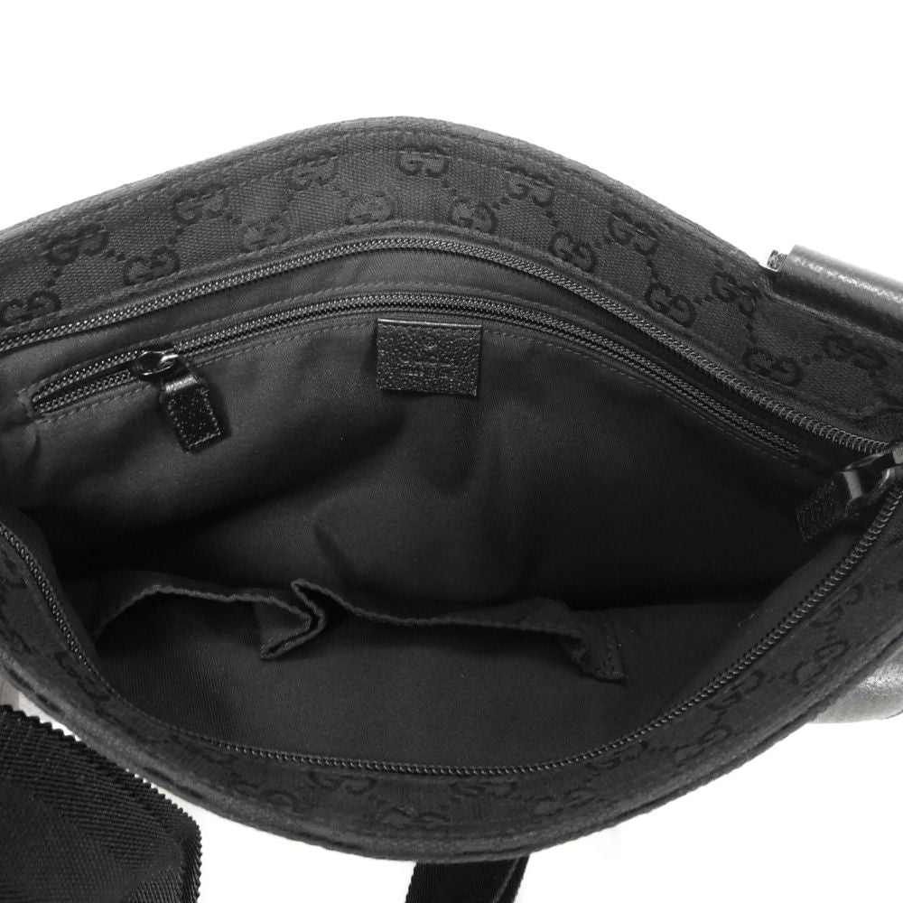 GUCCI Shoulder Bag 256100 GG canvas x calf leather black Logo embossing GG canvas messenger bag