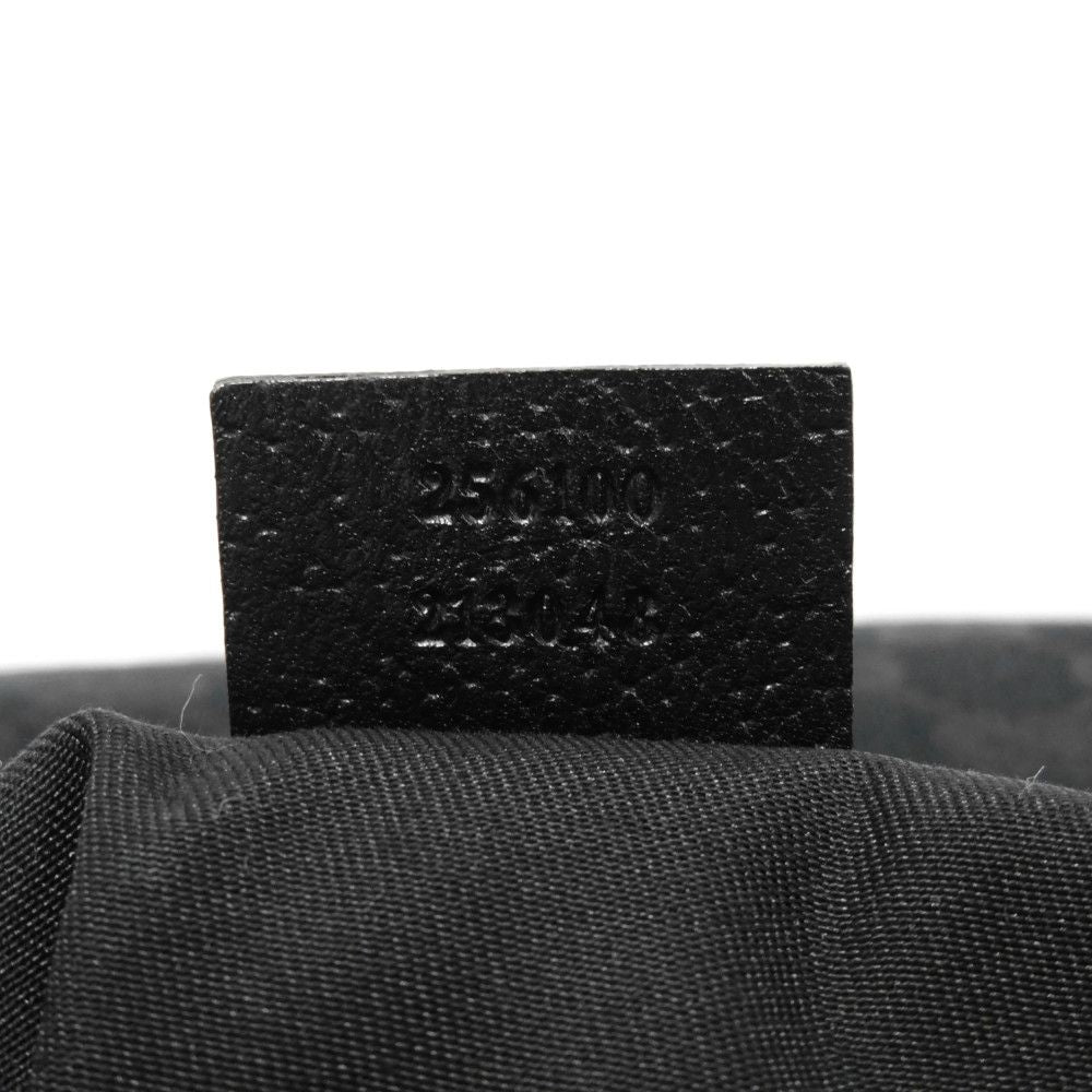 GUCCI Shoulder Bag 256100 GG canvas x calf leather black Logo embossing GG canvas messenger bag
