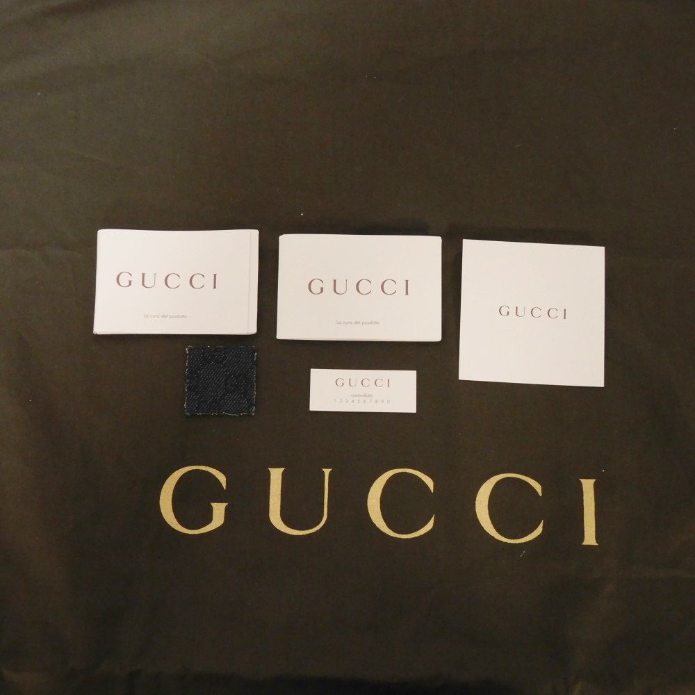 GUCCI Tote Bag 354665 GG denim canvas x calf leather black Tassel charm GG denim tote