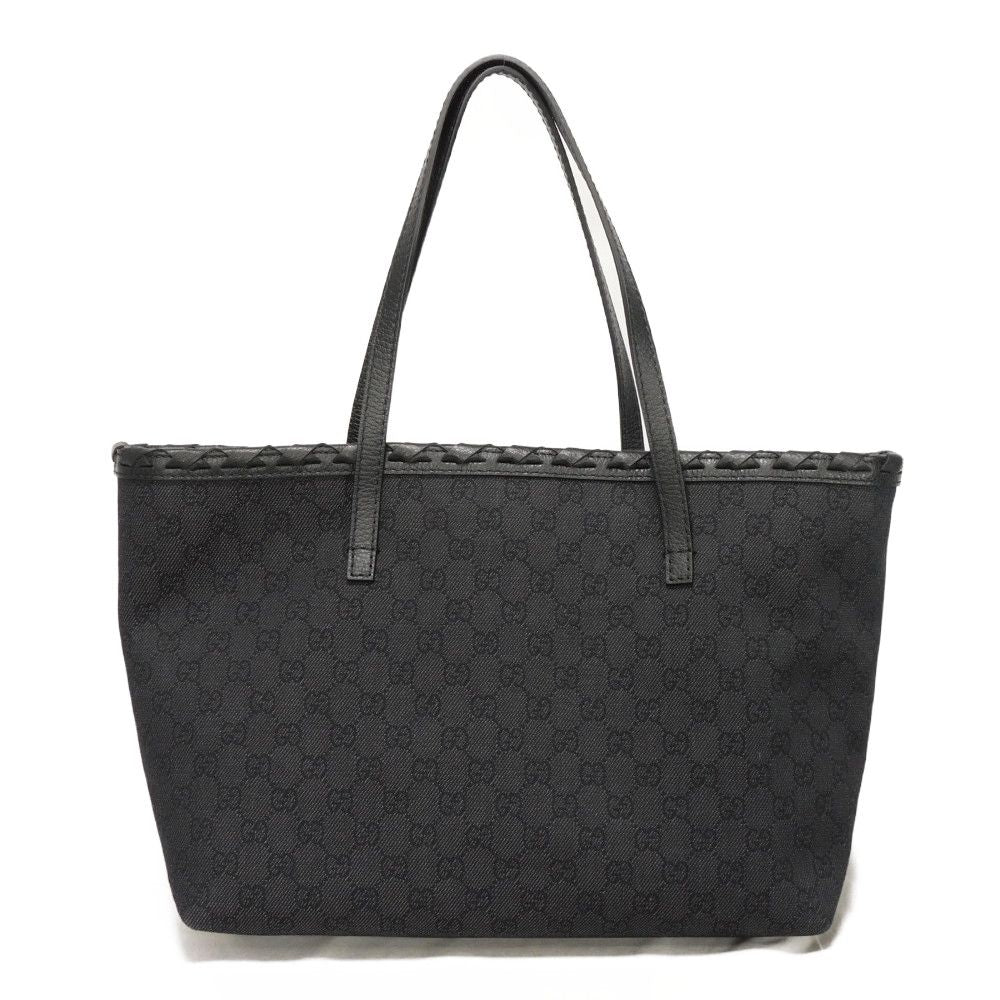 GUCCI Tote Bag 354665 GG denim canvas x calf leather black Tassel charm GG denim tote