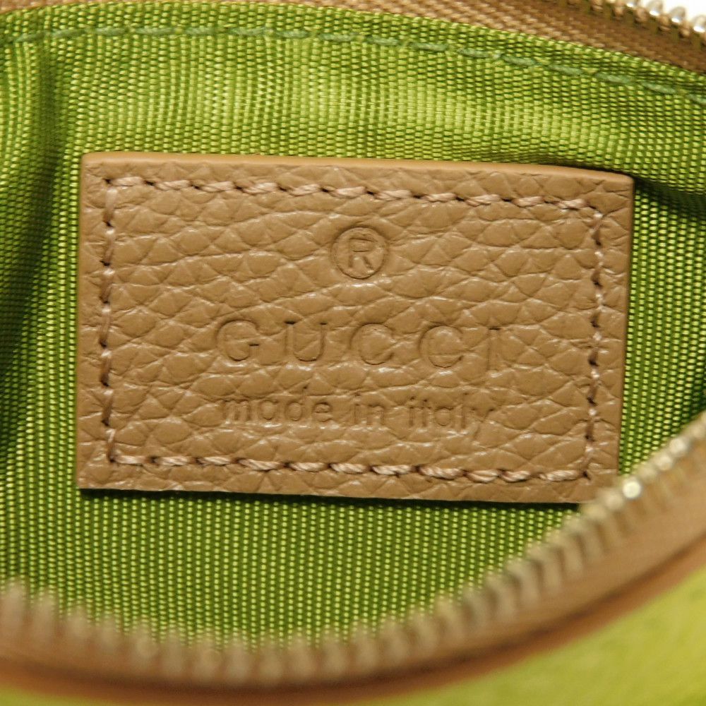 GUCCI Coin case 837966 AAE5F 2843 Calf leather (embossed) beige Current Bicolor Green Keyring Unused GG Marmont Double G Zip Key Pouch unisex(Unisex) Used Authentic