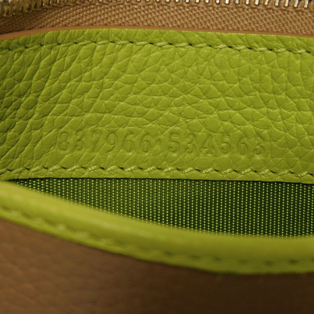 GUCCI Coin case 837966 AAE5F 2843 Calf leather (embossed) beige Current Bicolor Green Keyring Unused GG Marmont Double G Zip Key Pouch unisex(Unisex) Used Authentic