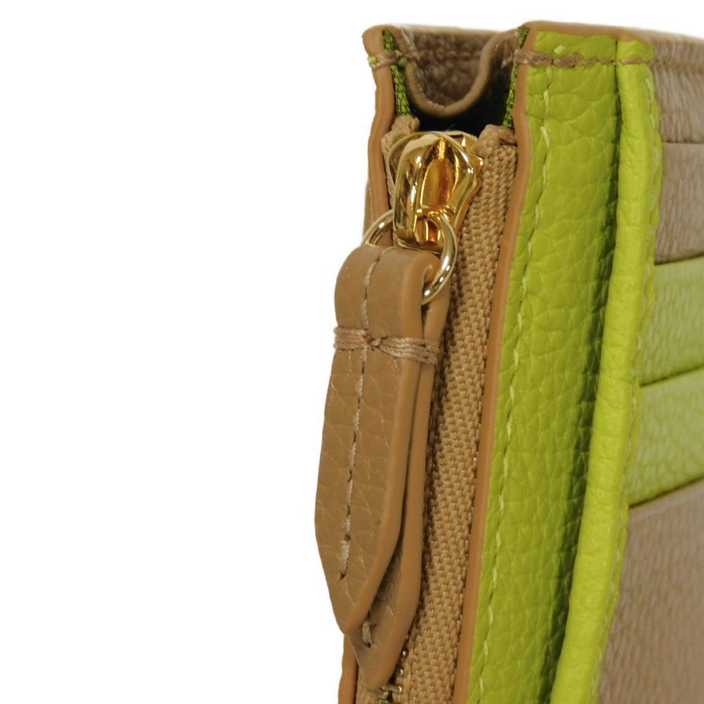 GUCCI Coin case 837966 AAE5F 2843 Calf leather (embossed) beige Current Bicolor Green Keyring Unused GG Marmont Double G Zip Key Pouch unisex(Unisex) Used Authentic
