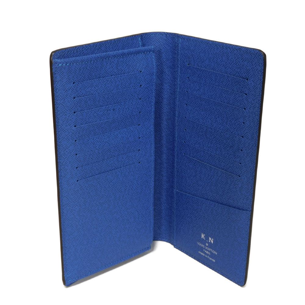 LOUIS VUITTON Long Wallet Purse M11580 Taiga Leather Gris Roche New Griloche Gray Blue Bicolor RFID Taiga Portefeuille Blaza NM mens Used Authentic