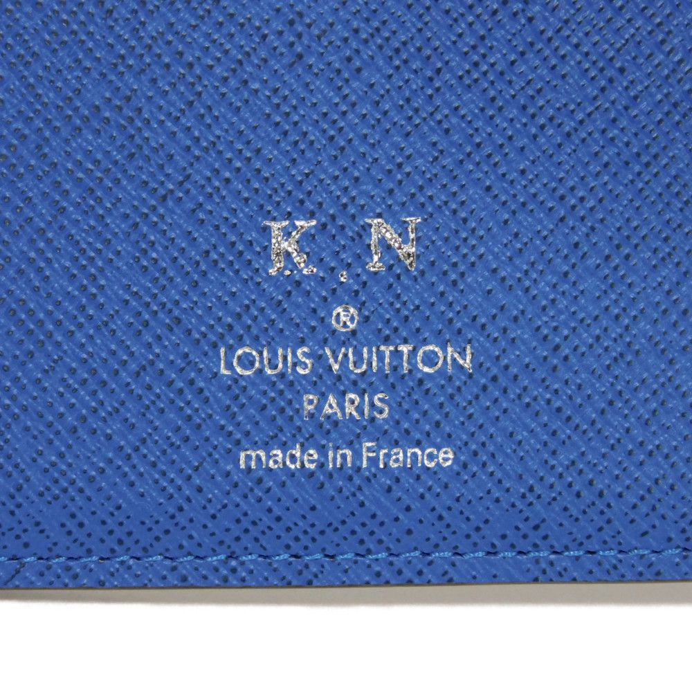LOUIS VUITTON Long Wallet Purse M11580 Taiga Leather Gris Roche New Griloche Gray Blue Bicolor RFID Taiga Portefeuille Blaza NM mens Used Authentic