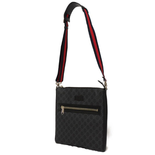 GUCCI Shoulder Bag 474137 K5RLN 1095 GG Supreme canvas (polyurethane processing) x Calfskin leather black Logo embossing GG Supreme Messenger Bag