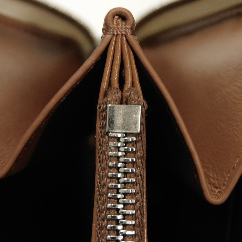 CELINE Long Wallet Purse 10B552BZR.04LE Triomphe canvas (coated) x calfskin Ecru Triomphe Large zip wallet