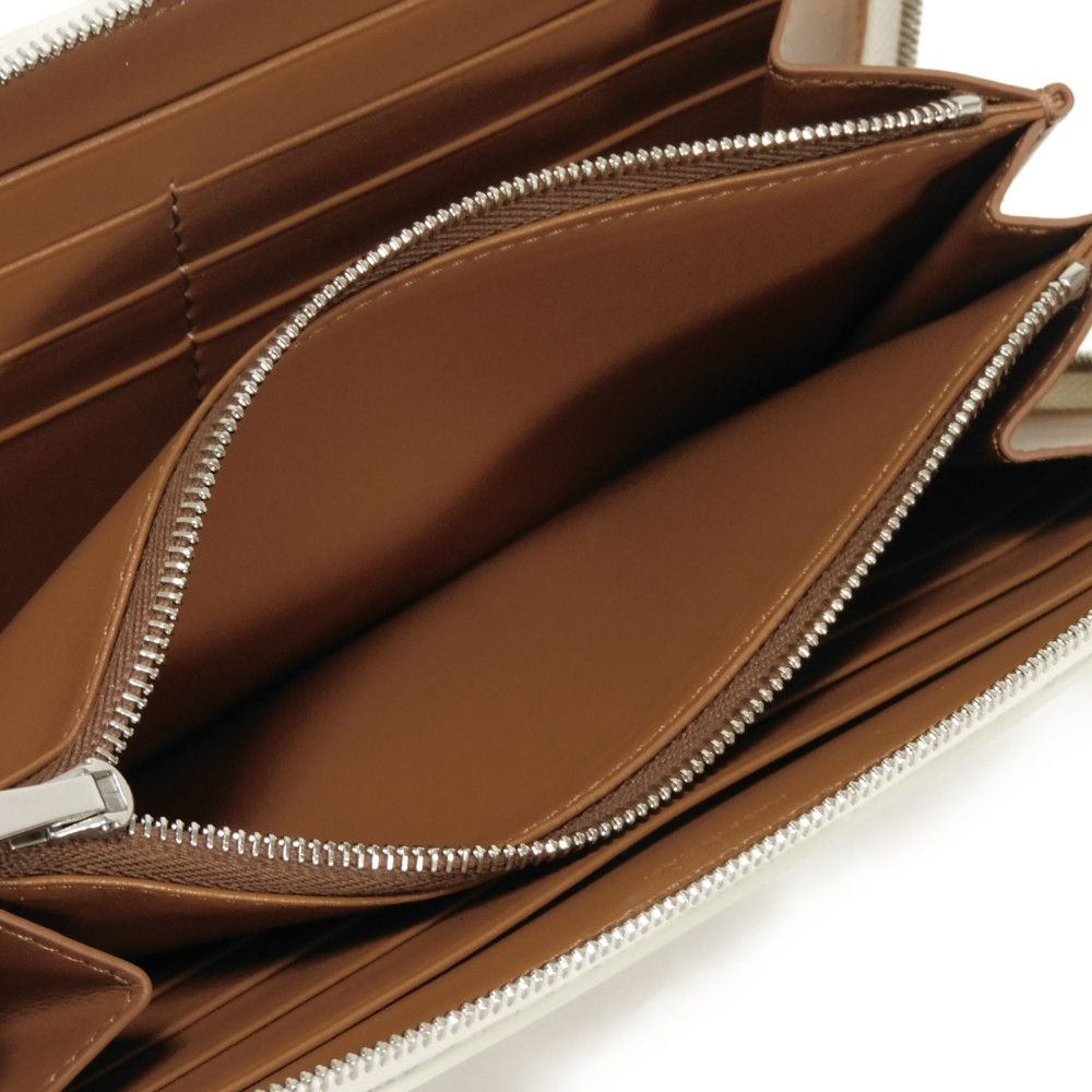 CELINE Long Wallet Purse 10B552BZR.04LE Triomphe canvas (coated) x calfskin Ecru Triomphe Large zip wallet
