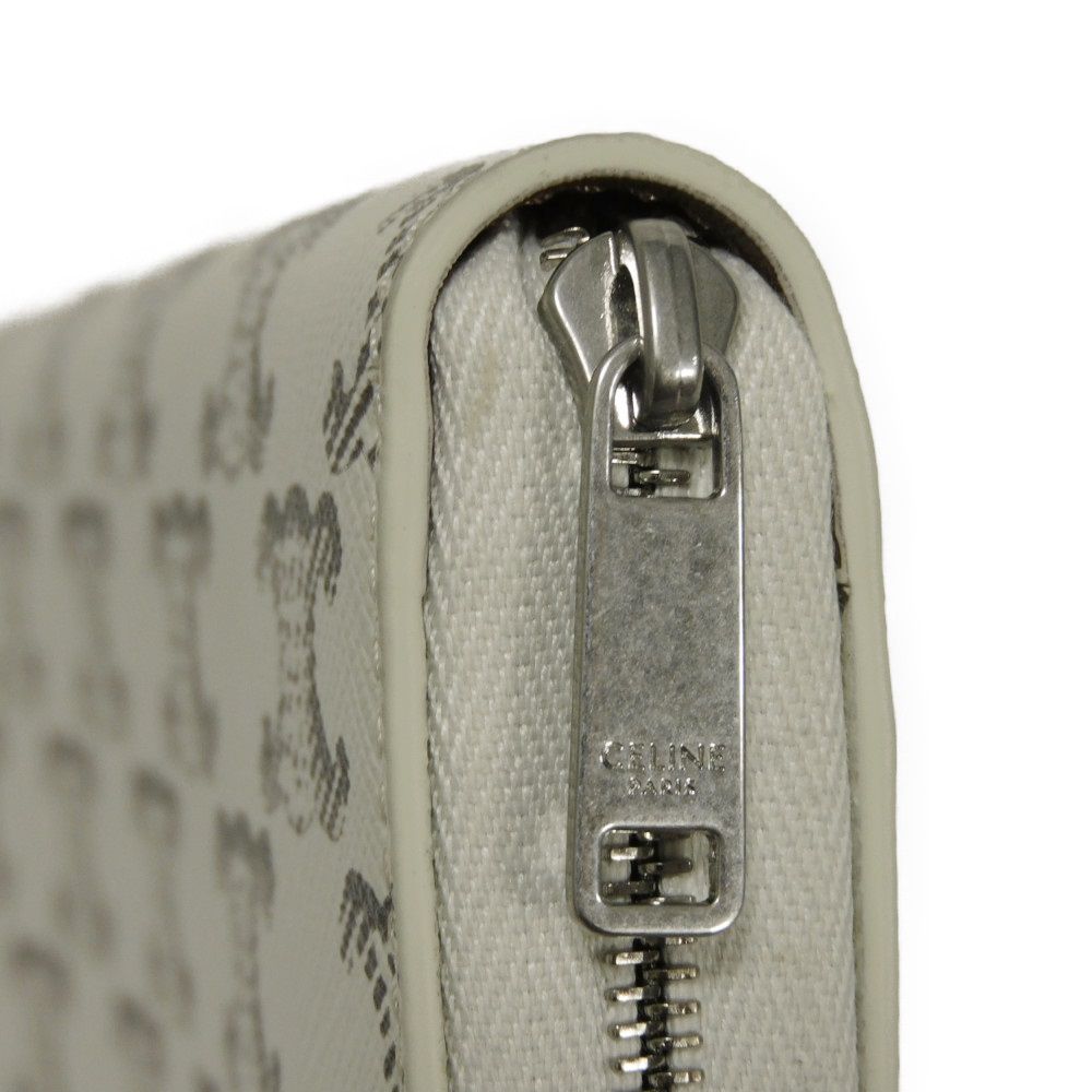 CELINE Long Wallet Purse 10B552BZR.04LE Triomphe canvas (coated) x calfskin Ecru Triomphe Large zip wallet