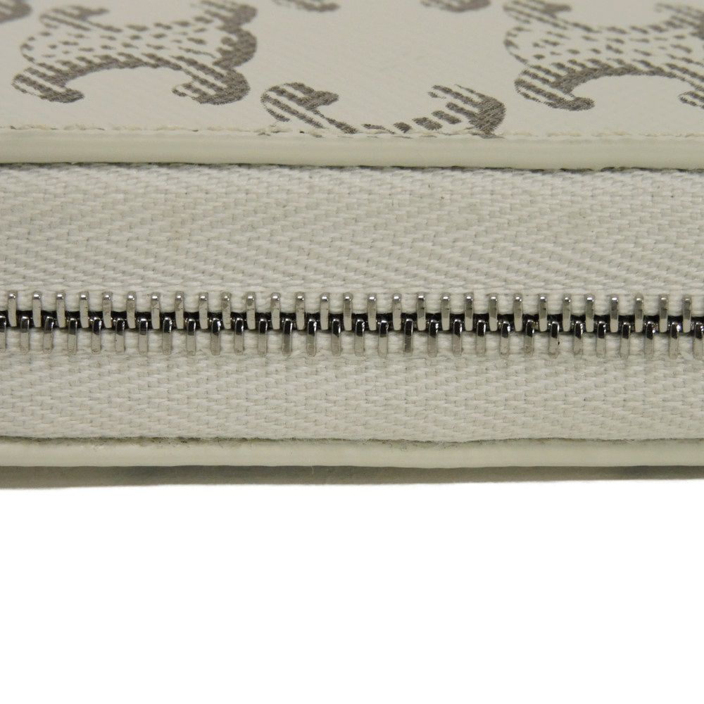 CELINE Long Wallet Purse 10B552BZR.04LE Triomphe canvas (coated) x calfskin Ecru Triomphe Large zip wallet