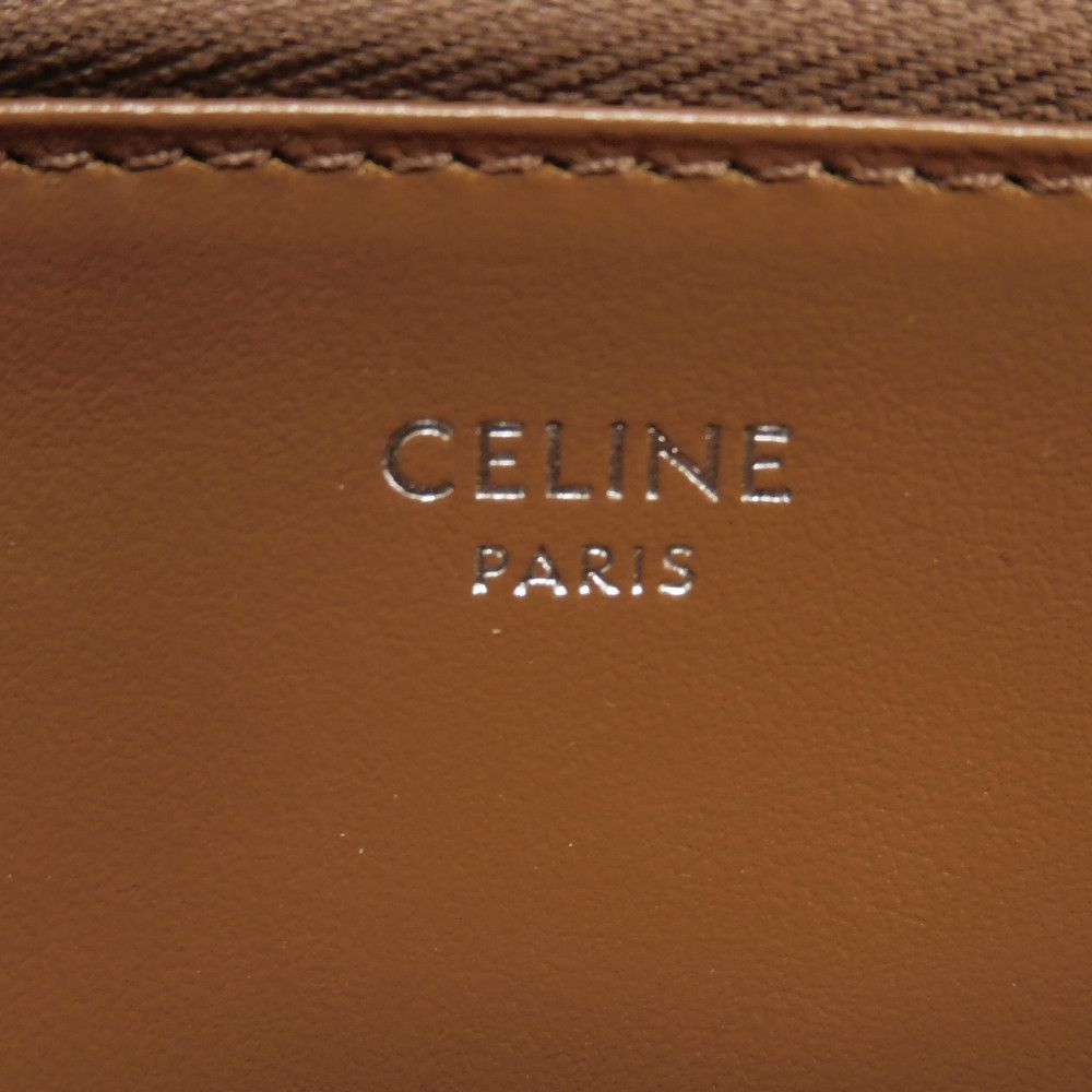 CELINE Long Wallet Purse 10B552BZR.04LE Triomphe canvas (coated) x calfskin Ecru Triomphe Large zip wallet
