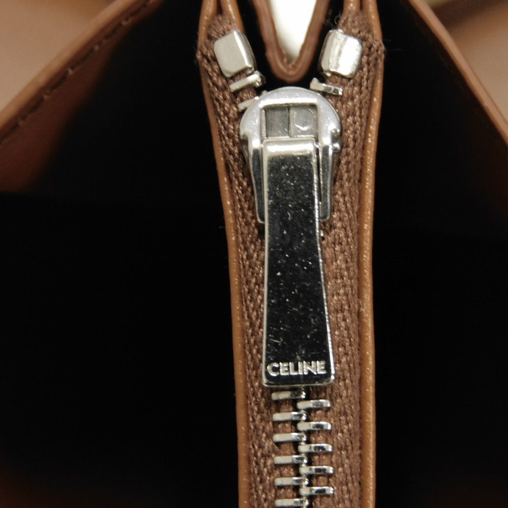 CELINE Long Wallet Purse 10B552BZR.04LE Triomphe canvas (coated) x calfskin Ecru Triomphe Large zip wallet