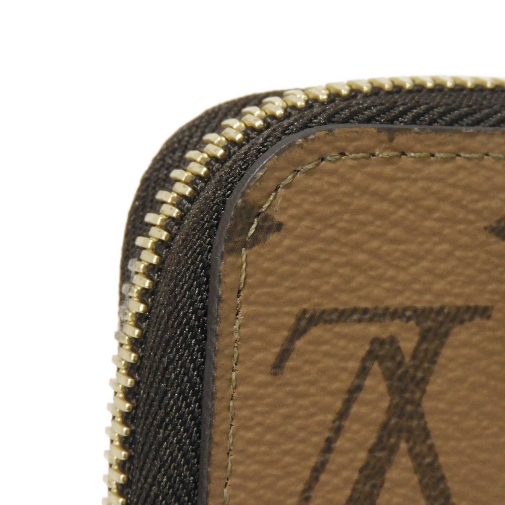 LOUIS VUITTON Long Wallet Purse M82444 Monogram Reverse Canvas x Grained Leather Brown Monogram reverse Zippy wallet