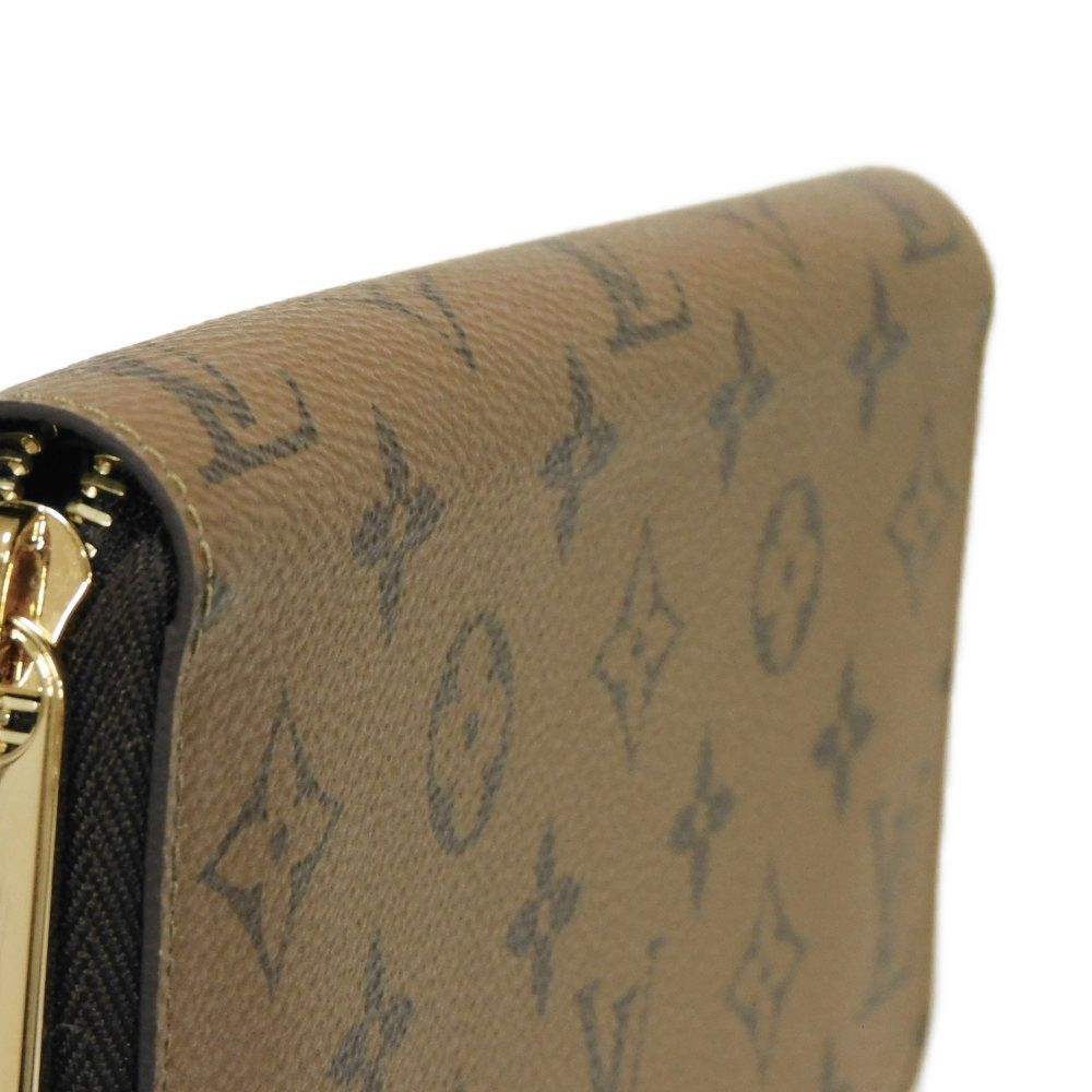 LOUIS VUITTON Long Wallet Purse M82444 Monogram Reverse Canvas x Grained Leather Brown Monogram reverse Zippy wallet