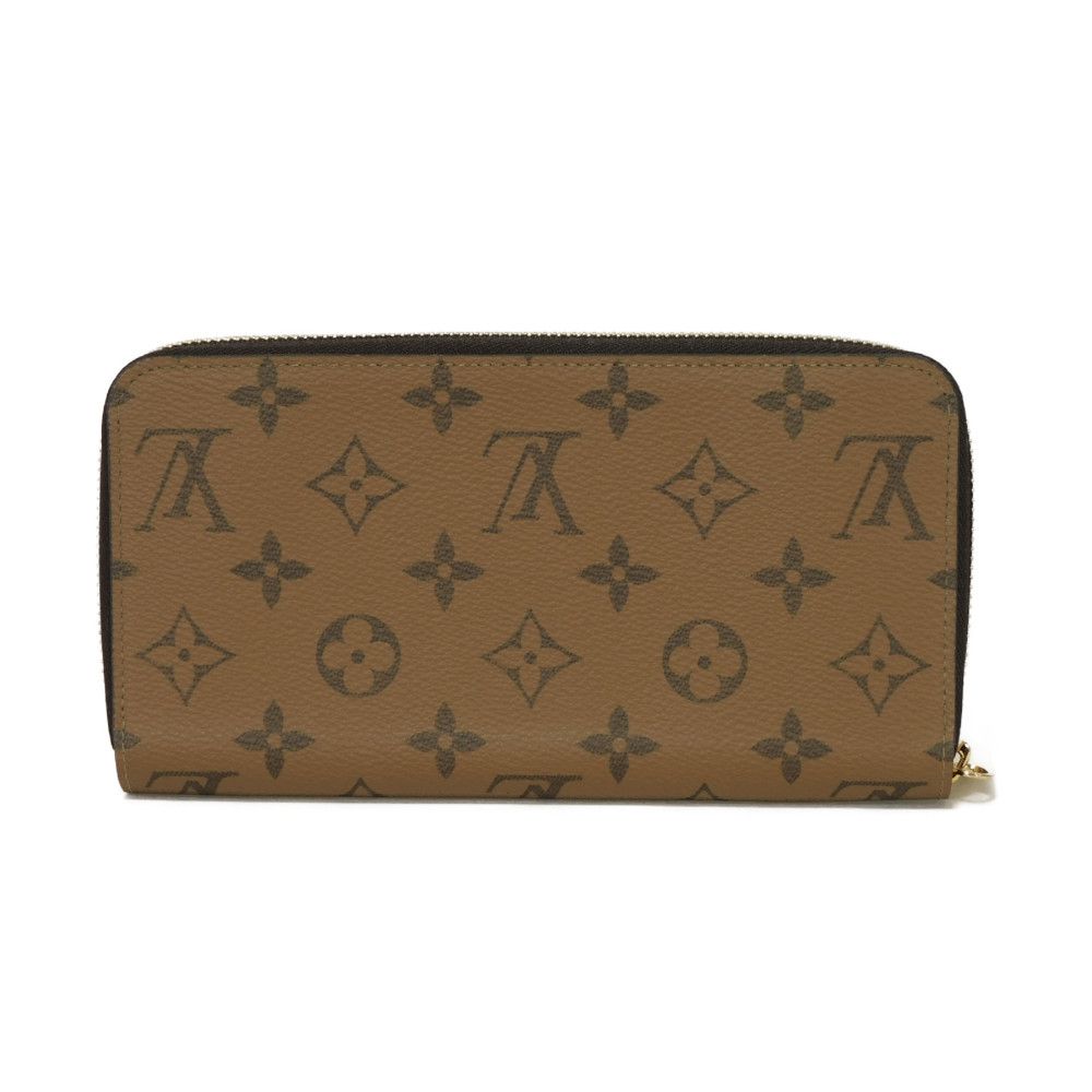 LOUIS VUITTON Long Wallet Purse M82444 Monogram Reverse Canvas x Grained Leather Brown Monogram reverse Zippy wallet