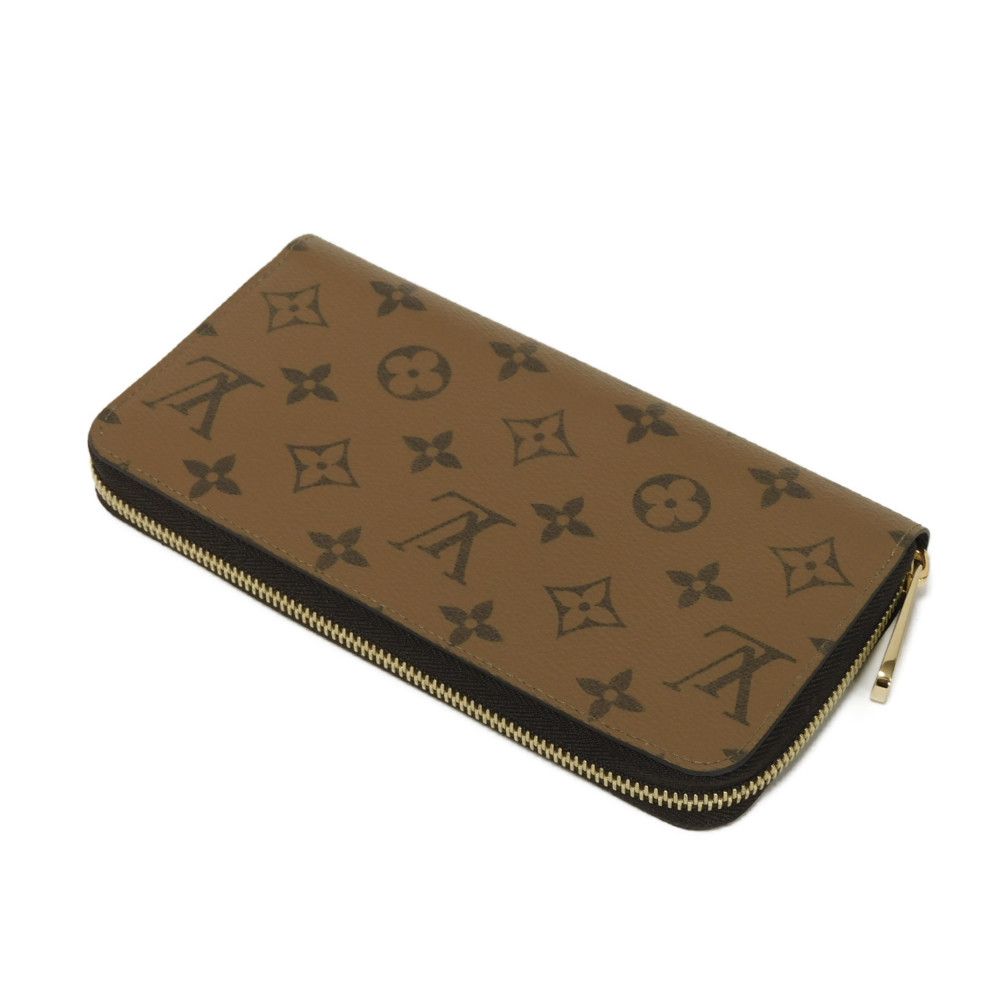 LOUIS VUITTON Long Wallet Purse M82444 Monogram Reverse Canvas x Grained Leather Brown Monogram reverse Zippy wallet