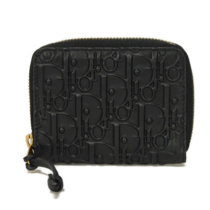 Dior Coin case Calf leather black Trotter Oblique embossed logo coin purse