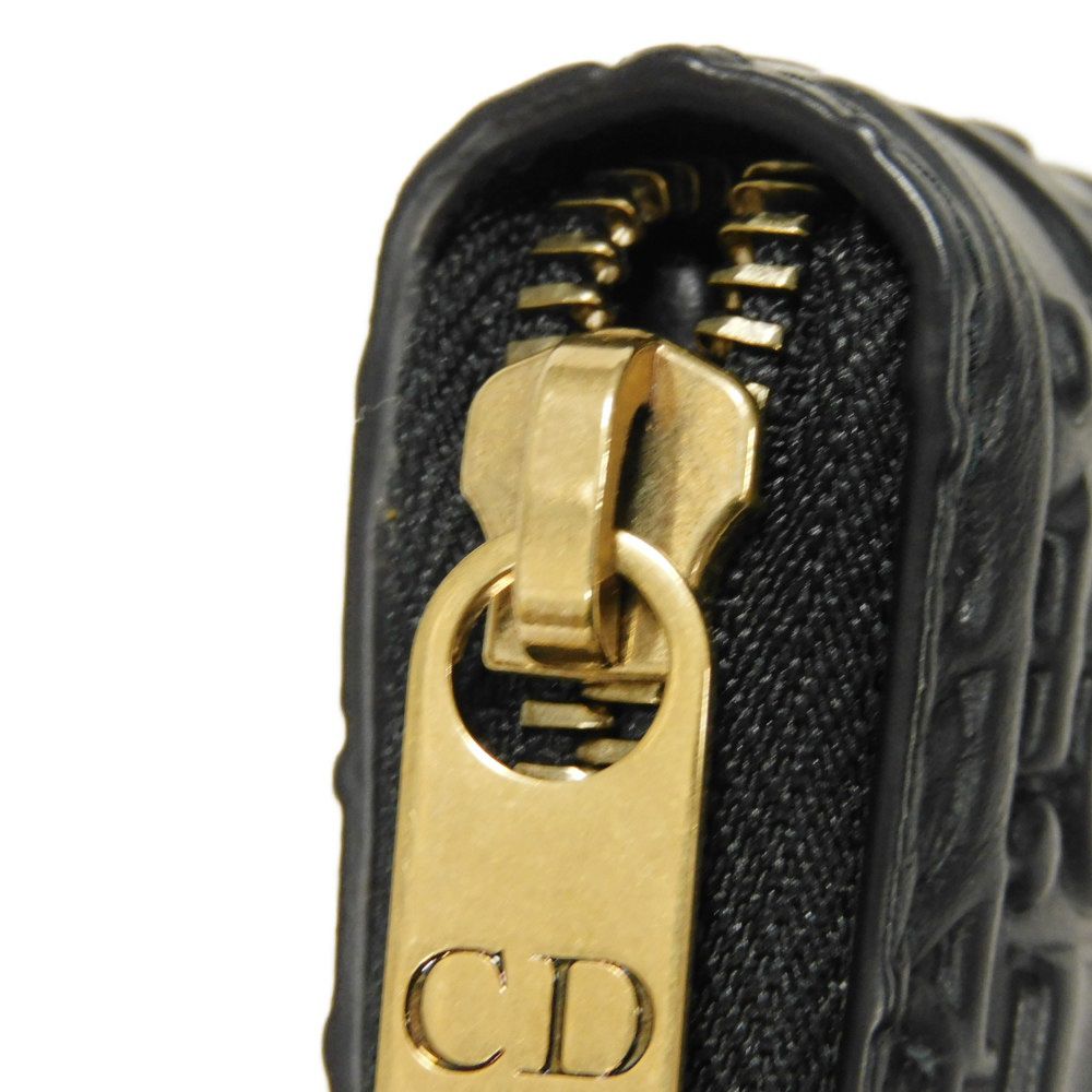 Dior Coin case Calf leather black Trotter Oblique embossed logo coin purse
