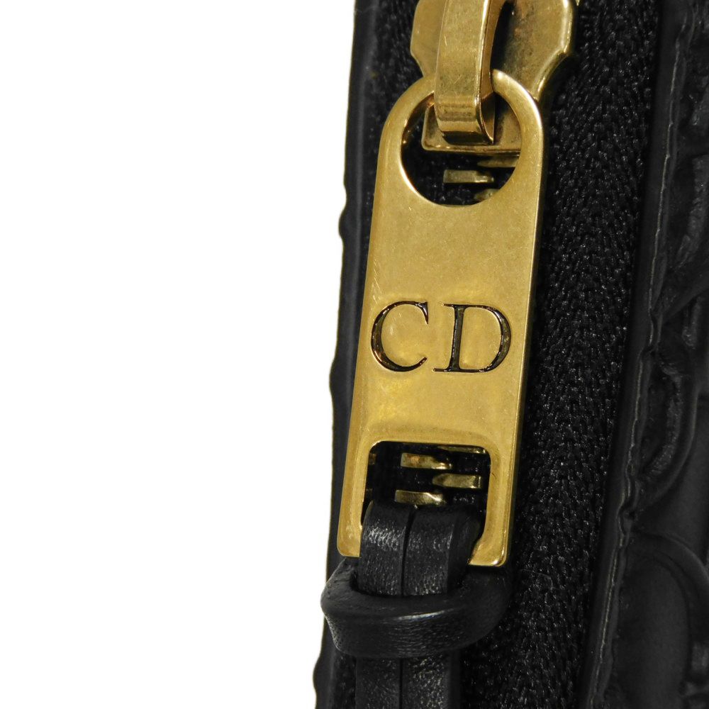 Dior Coin case Calf leather black Trotter Oblique embossed logo coin purse