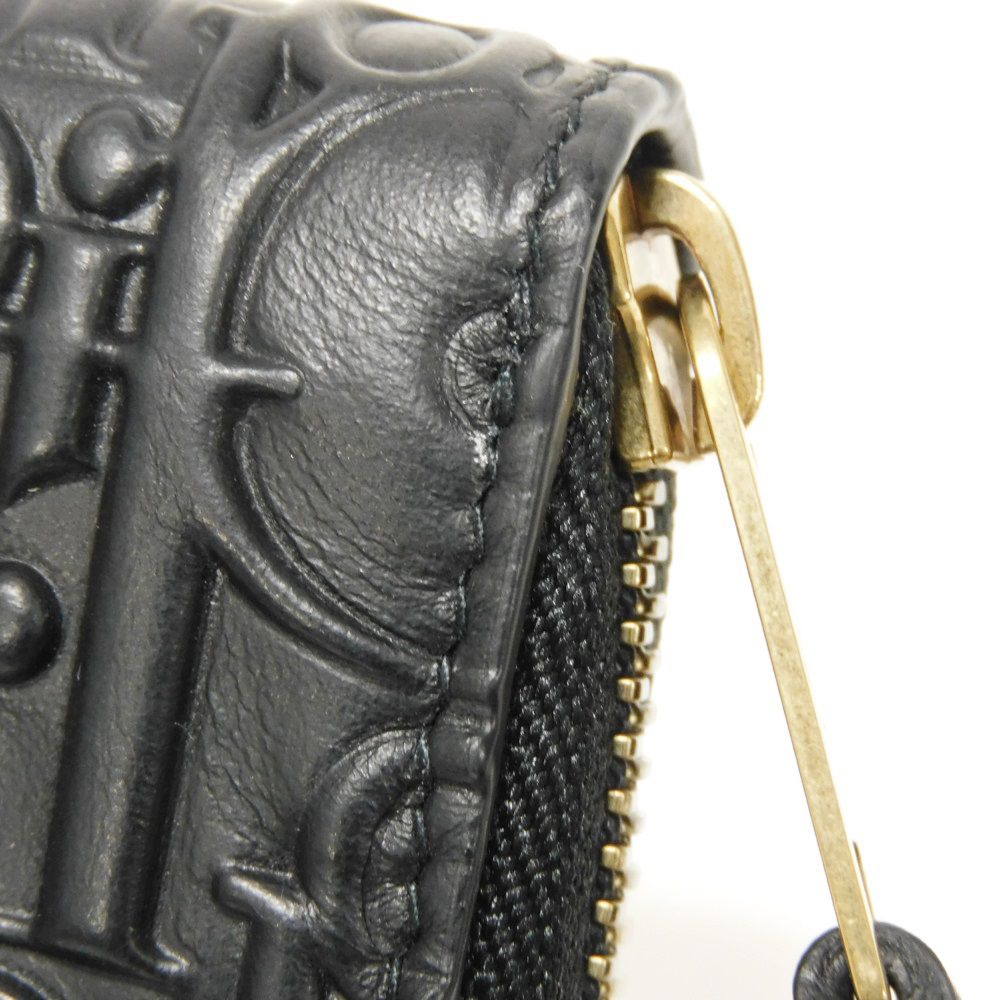 Dior Coin case Calf leather black Trotter Oblique embossed logo coin purse