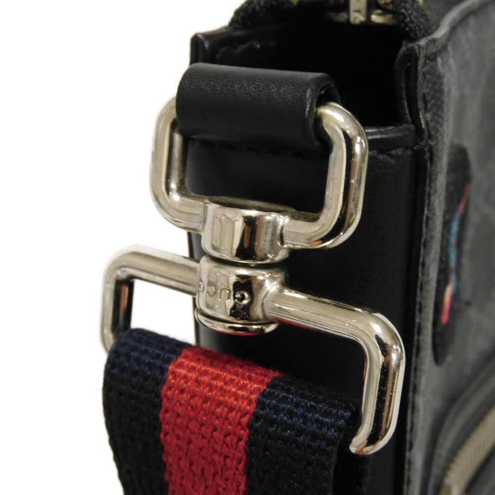 GUCCI Shoulder Bag 474137 9F23N 8850 GG Supreme canvas (polyurethane processing) x Calfskin leather black Embroidery GG Supreme Messenger Bag