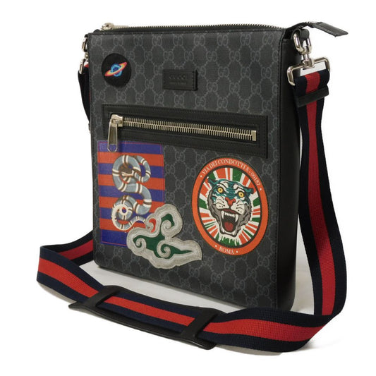 GUCCI Shoulder Bag 474137 9F23N 8850 GG Supreme canvas (polyurethane processing) x Calfskin leather black Embroidery GG Supreme Messenger Bag