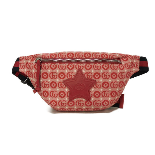 GUCCI Sling bag 502095 FABBD 6479 Cotton canvas x calf leather Red GG Web Cotton Unused Chilled license Star Interlocking G Waist Pouch Kids Used Authentic