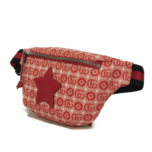 GUCCI Sling bag 502095 FABBD 6479 Cotton canvas x calf leather Red GG Web Cotton Unused Chilled license Star Interlocking G Waist Pouch Kids Used Authentic