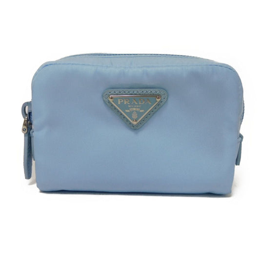 PRADA Clutch bag 1ND339 R067 F0076 recycled polyamide Light blue Current nylon pastel RFID in good condition Triangle logo Micro Re-Nylon Pouch unisex(Unisex) Used Authentic