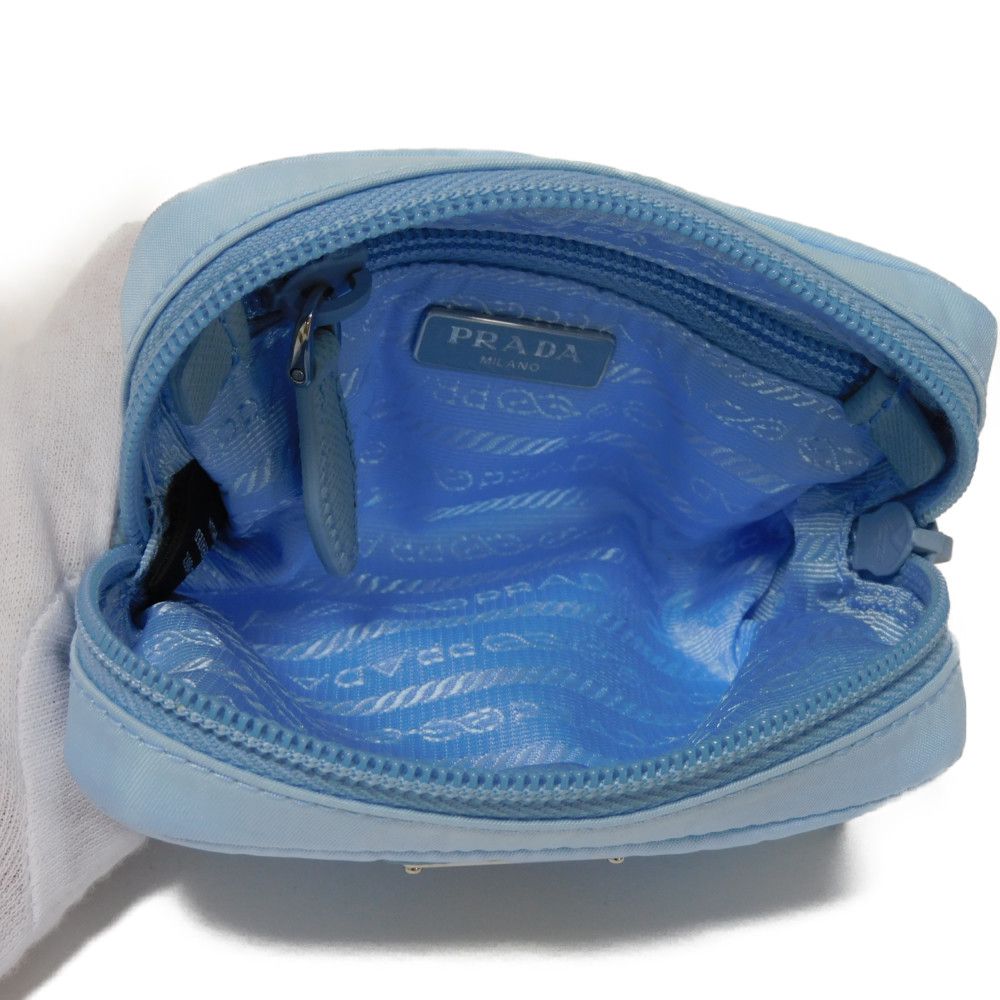 PRADA Clutch bag 1ND339 R067 F0076 recycled polyamide Light blue Current nylon pastel RFID in good condition Triangle logo Micro Re-Nylon Pouch unisex(Unisex) Used Authentic