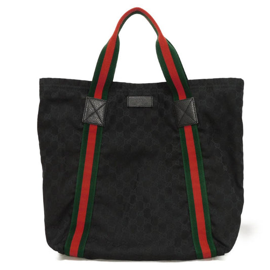 GUCCI Tote Bag 189669 GG canvas x calf leather (embossed) black Logo embossing GG canvas tote