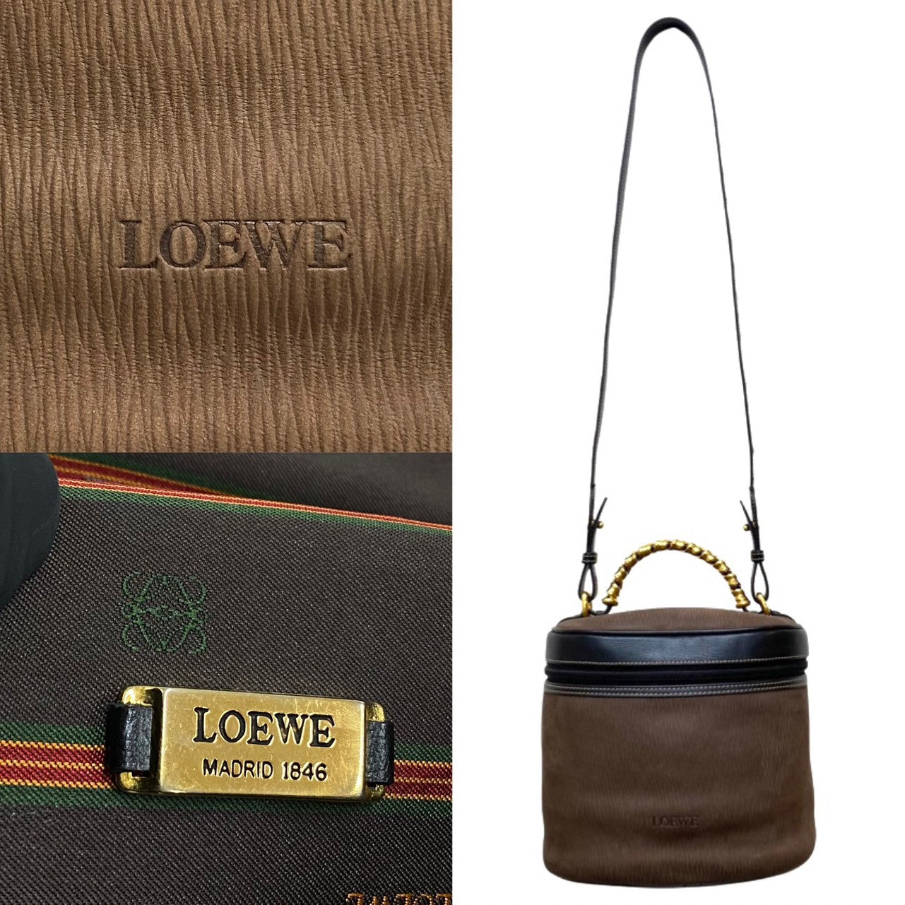 LOEWE Shoulder Bag Suede, Leather Brown Twist handle Velazquez Women Used Authentic