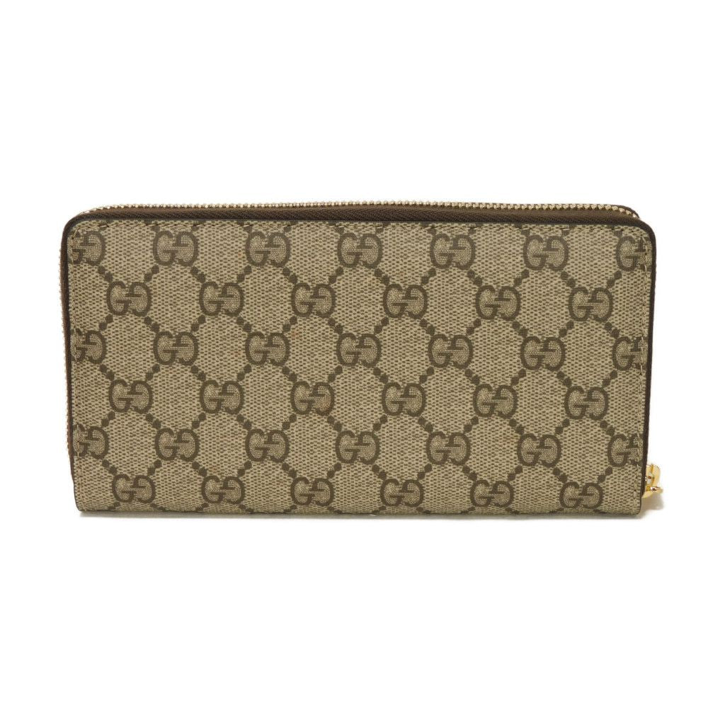 GUCCI Long Wallet Purse 701060 U2VAG 8679 GG Supreme canvas (polyurethane finish) x calf leather beige GG Supreme Bananya Zip Around Wallet