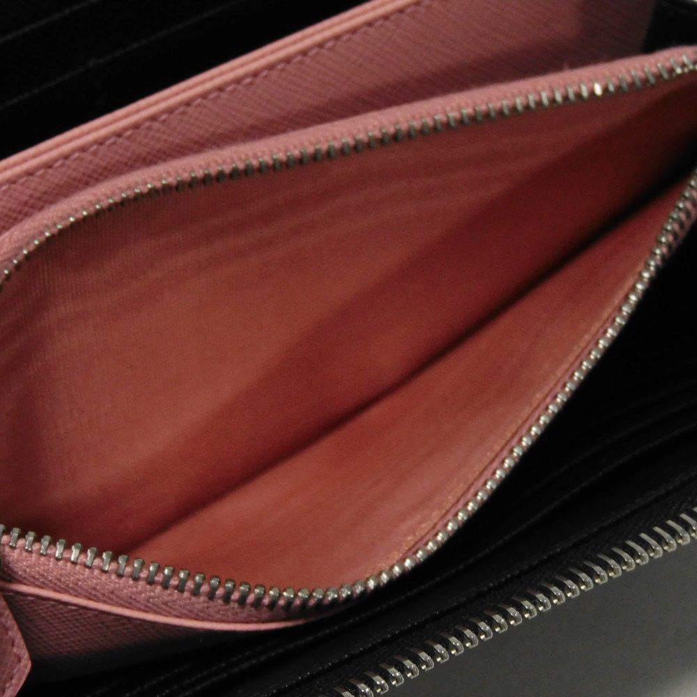 PRADA Long Wallet Purse Safiano leather (stamped) Nero logo Saffiano Robot Zip-Around Wallet