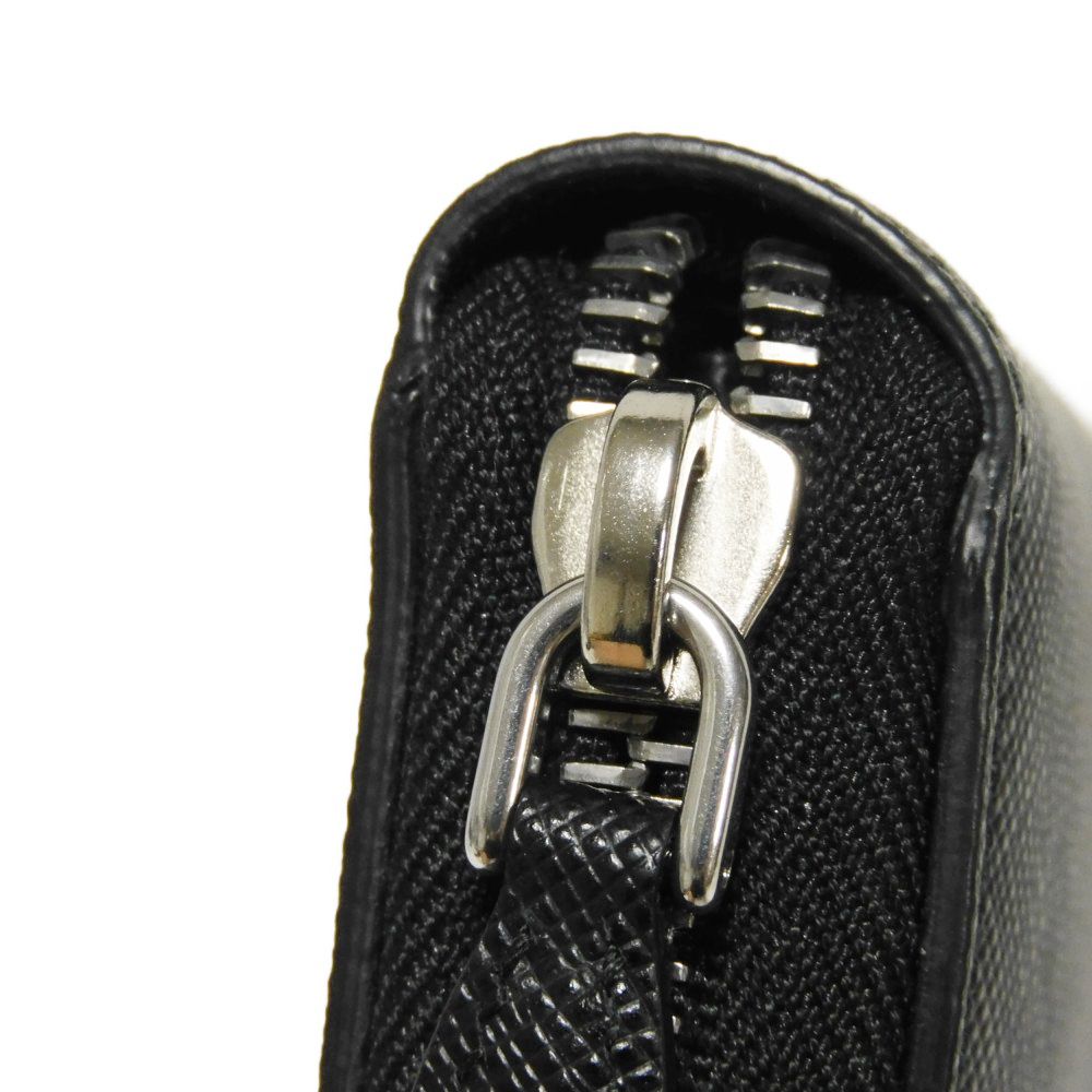 PRADA Long Wallet Purse Safiano leather (stamped) Nero logo Saffiano Robot Zip-Around Wallet