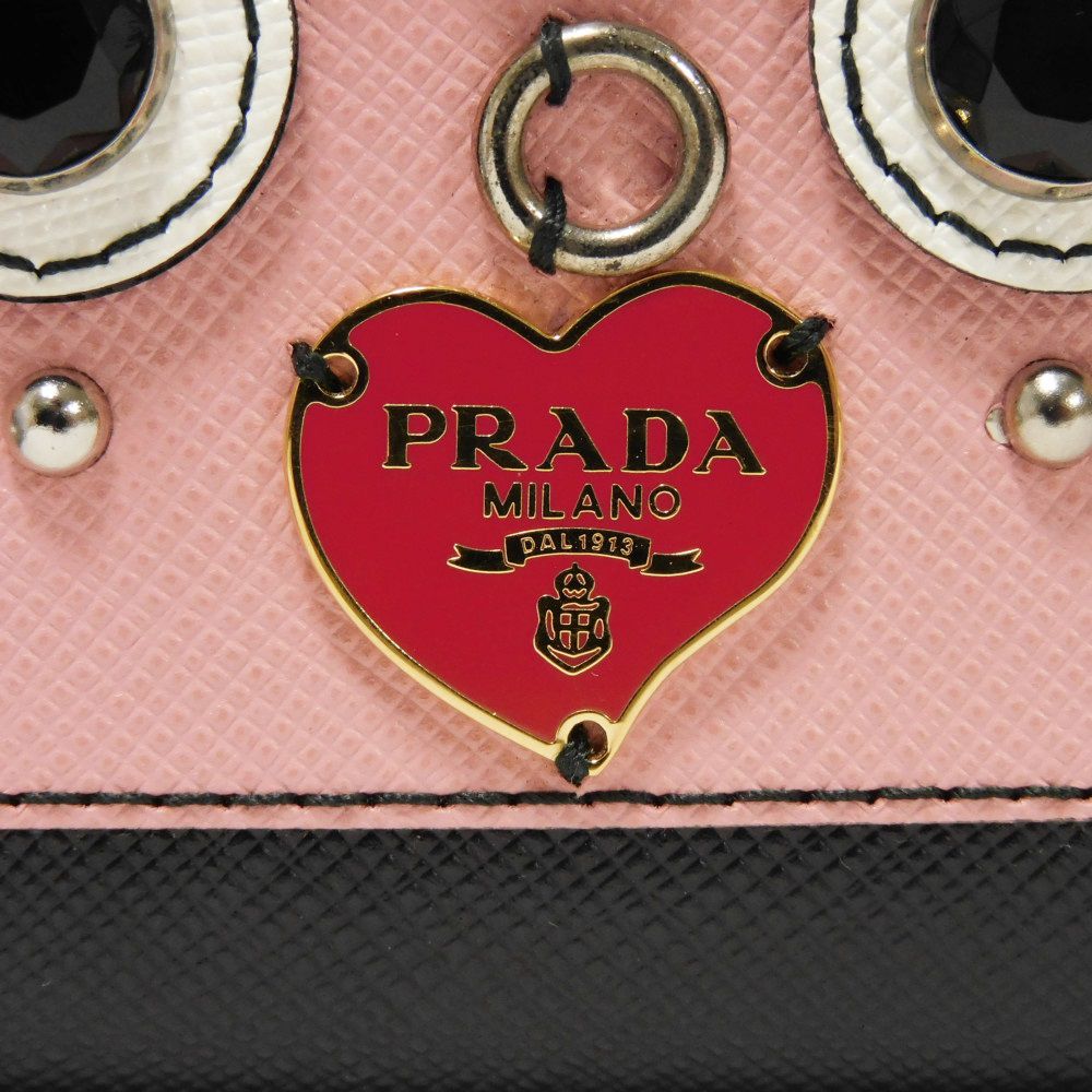 PRADA Long Wallet Purse Safiano leather (stamped) Nero logo Saffiano Robot Zip-Around Wallet